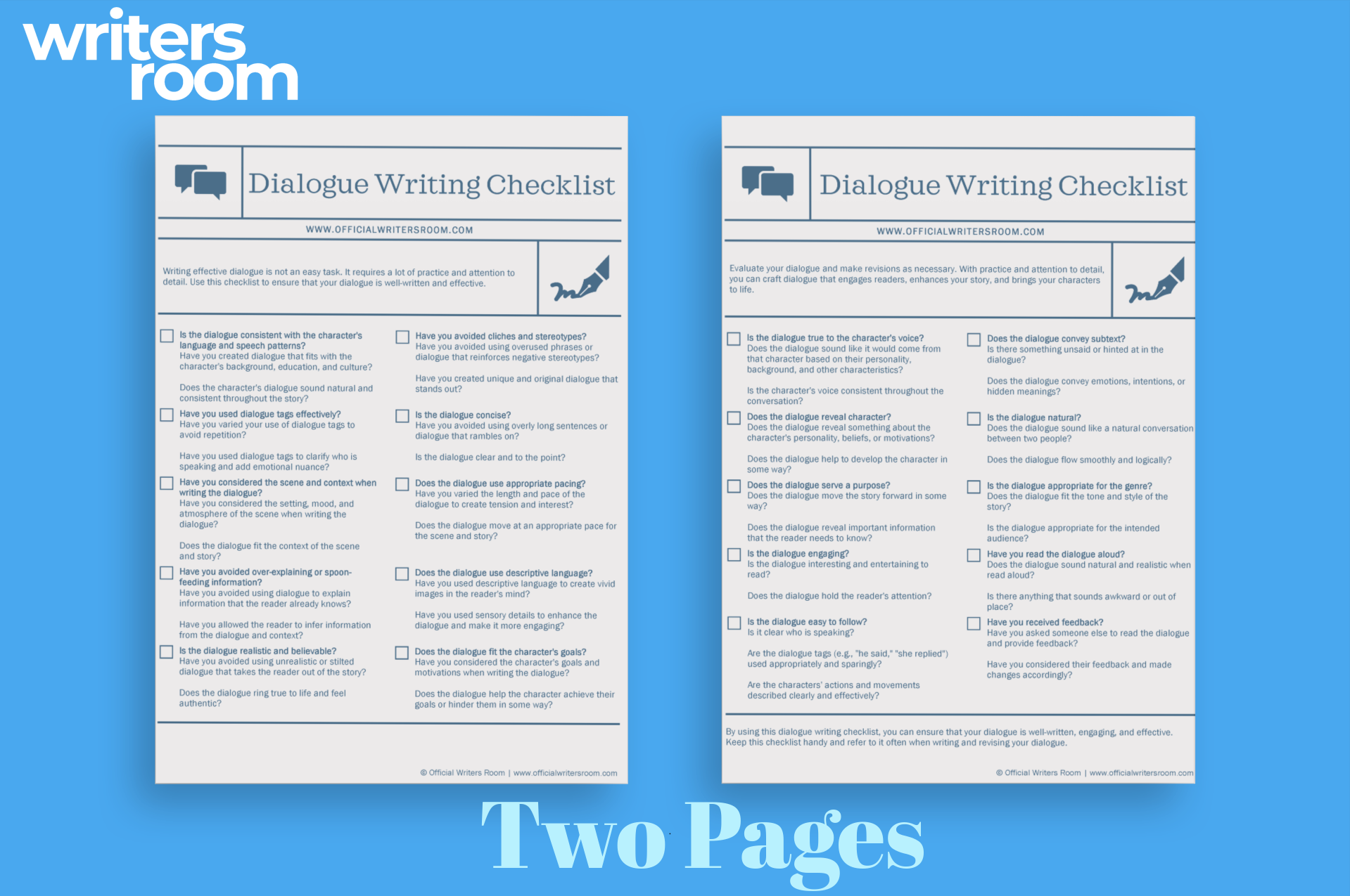 Dialogue Writing Checklist