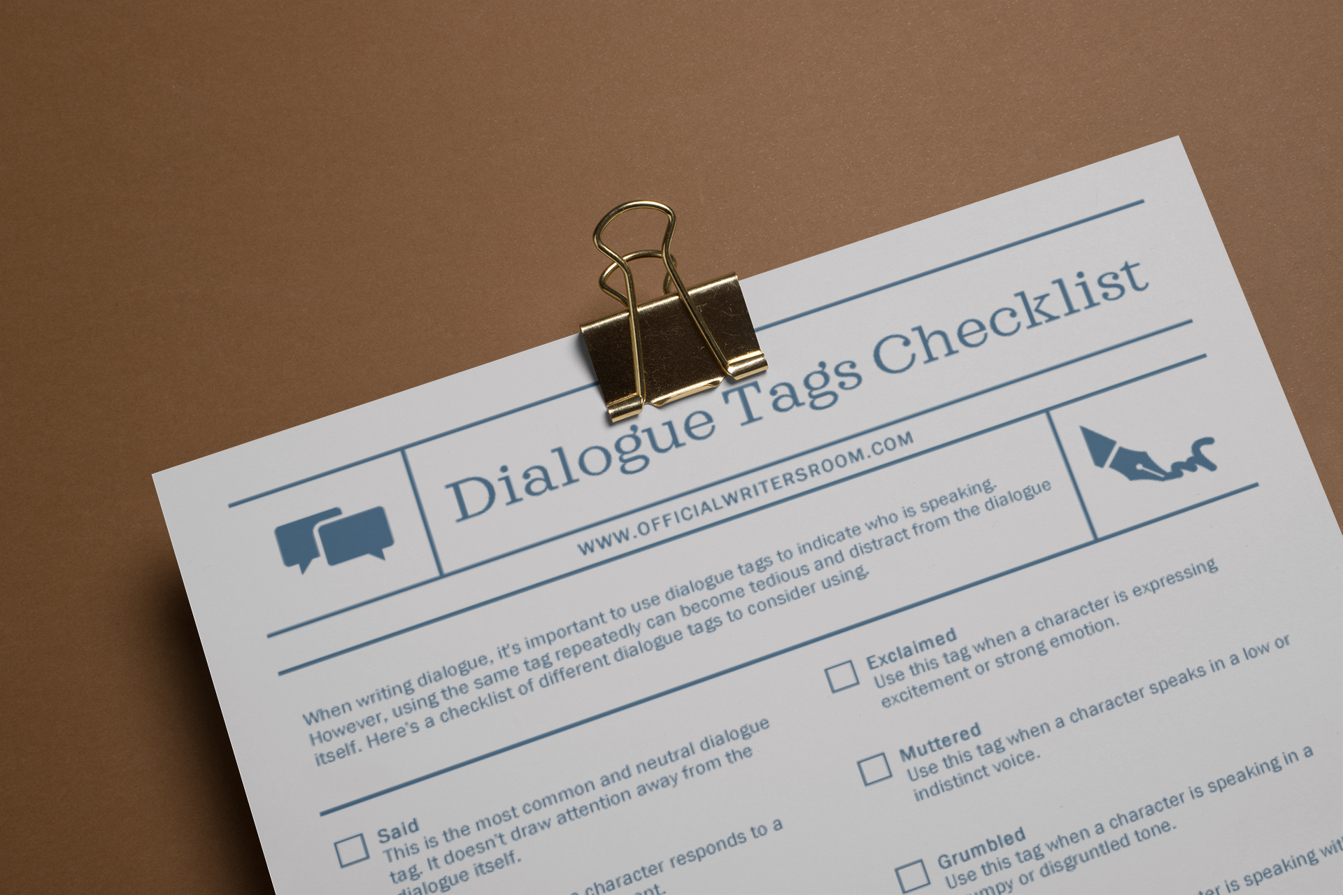 Dialogue Tags Checklist