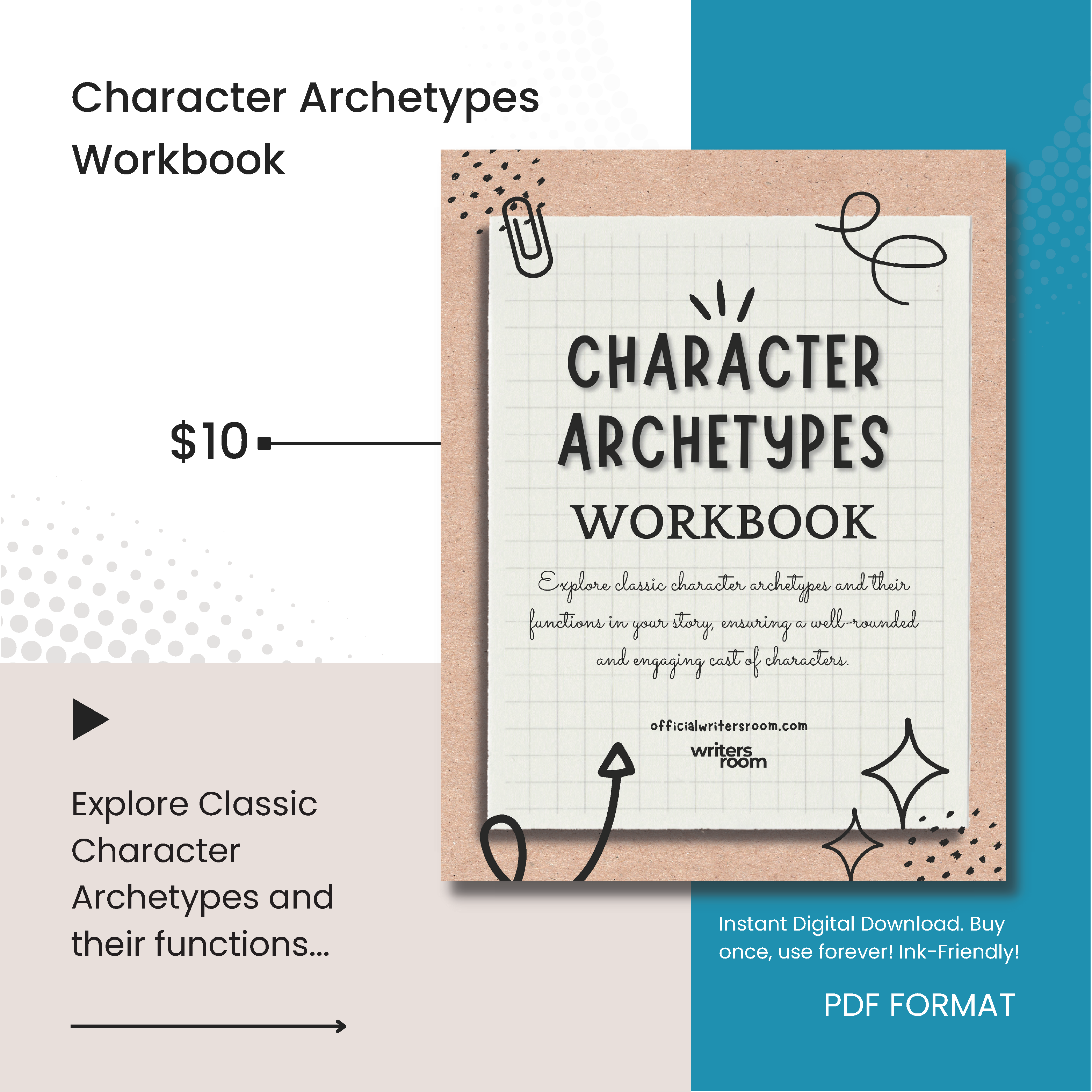 Writer Character Archetype Workbook - book cover shown