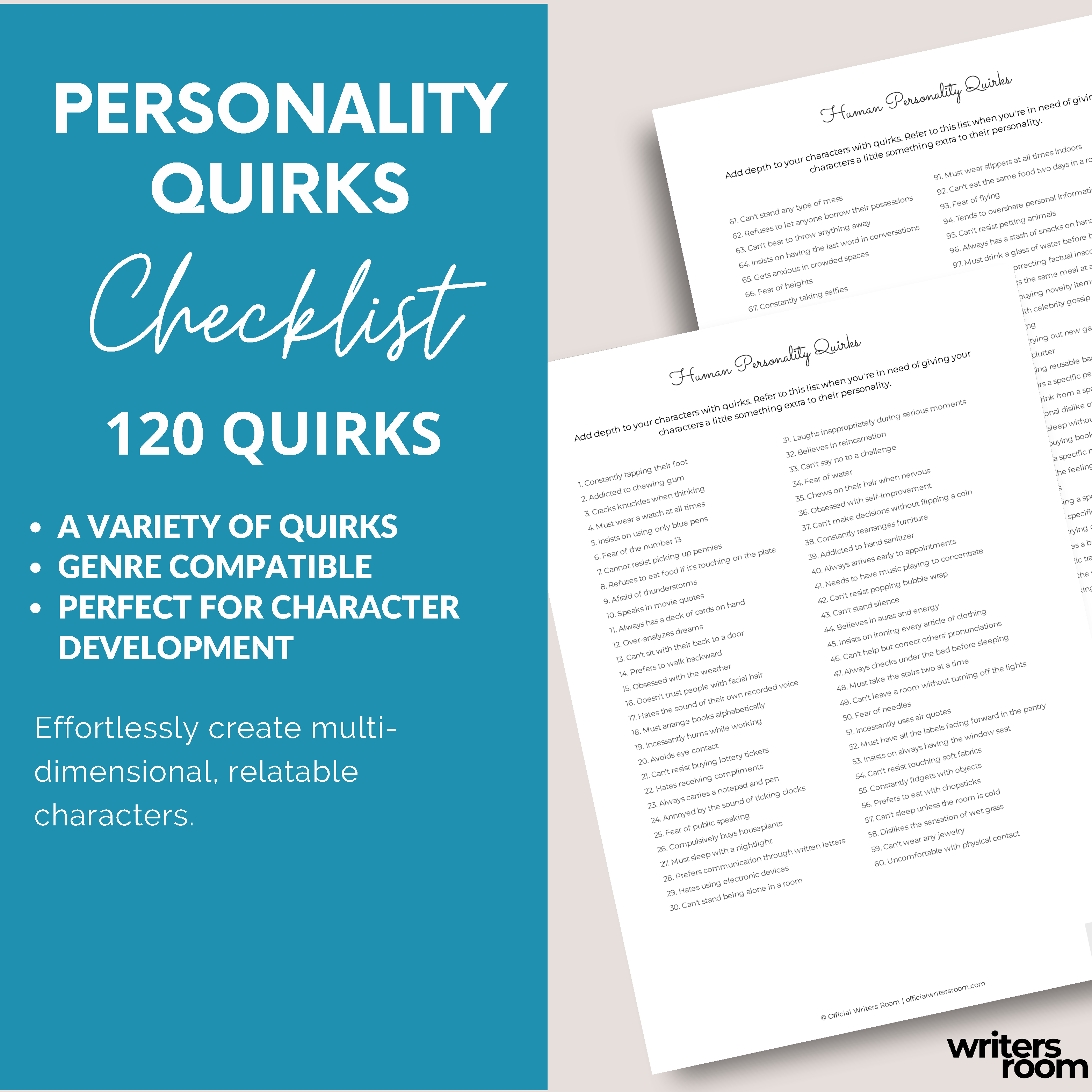 Human Personality Quirks Checklist - Official Writers Room 