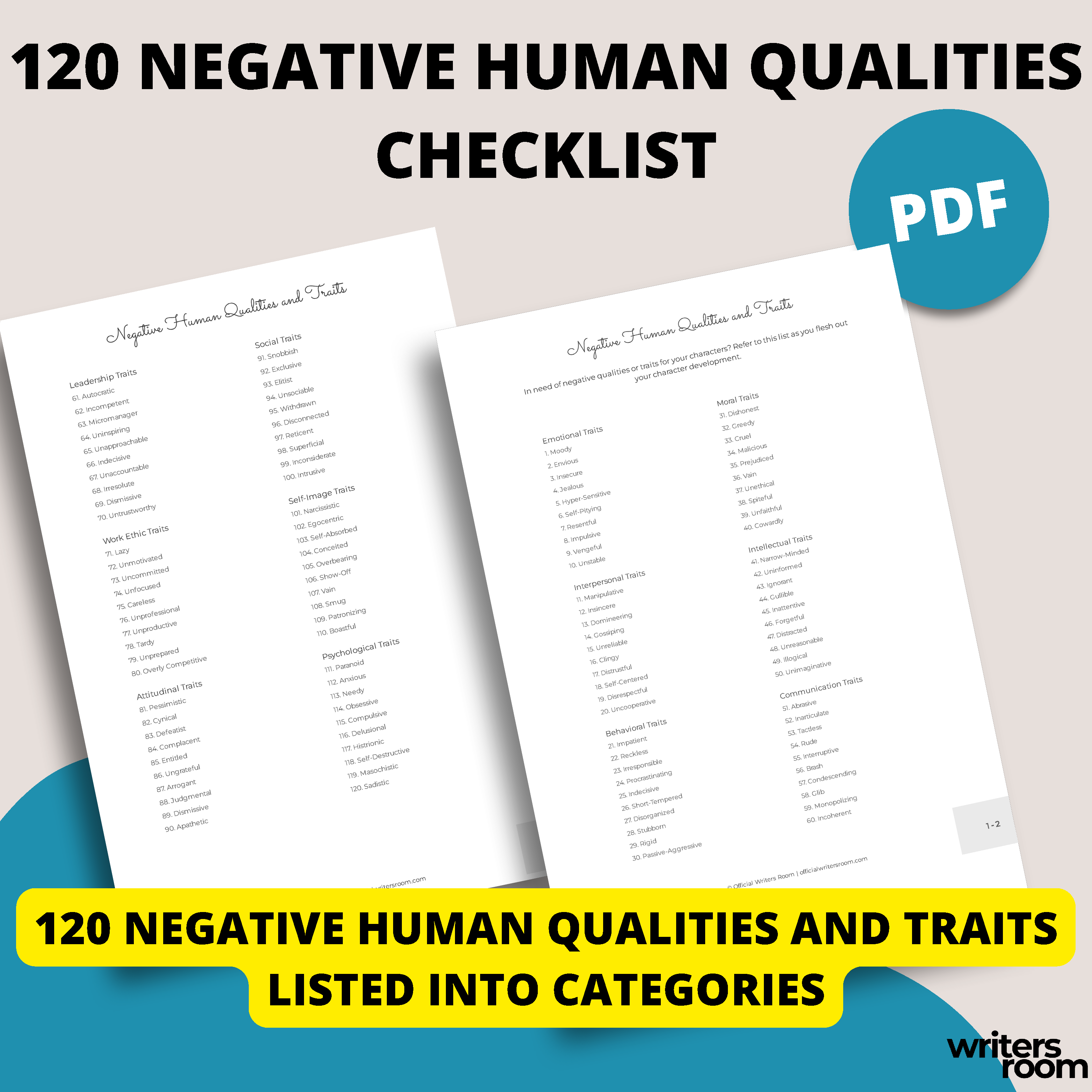 Negative Human Qualities and Traits List