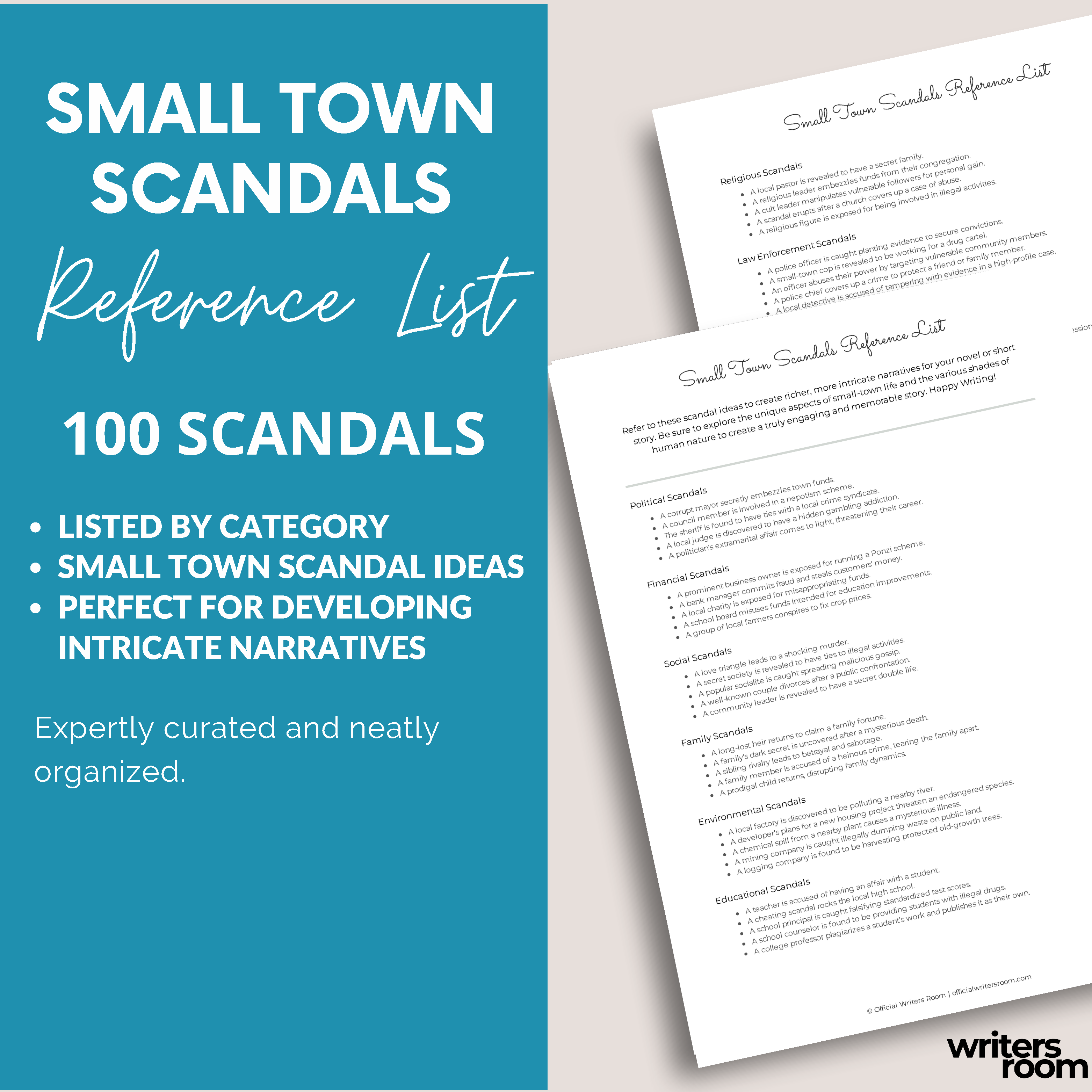 Small Town Scandals Reference List