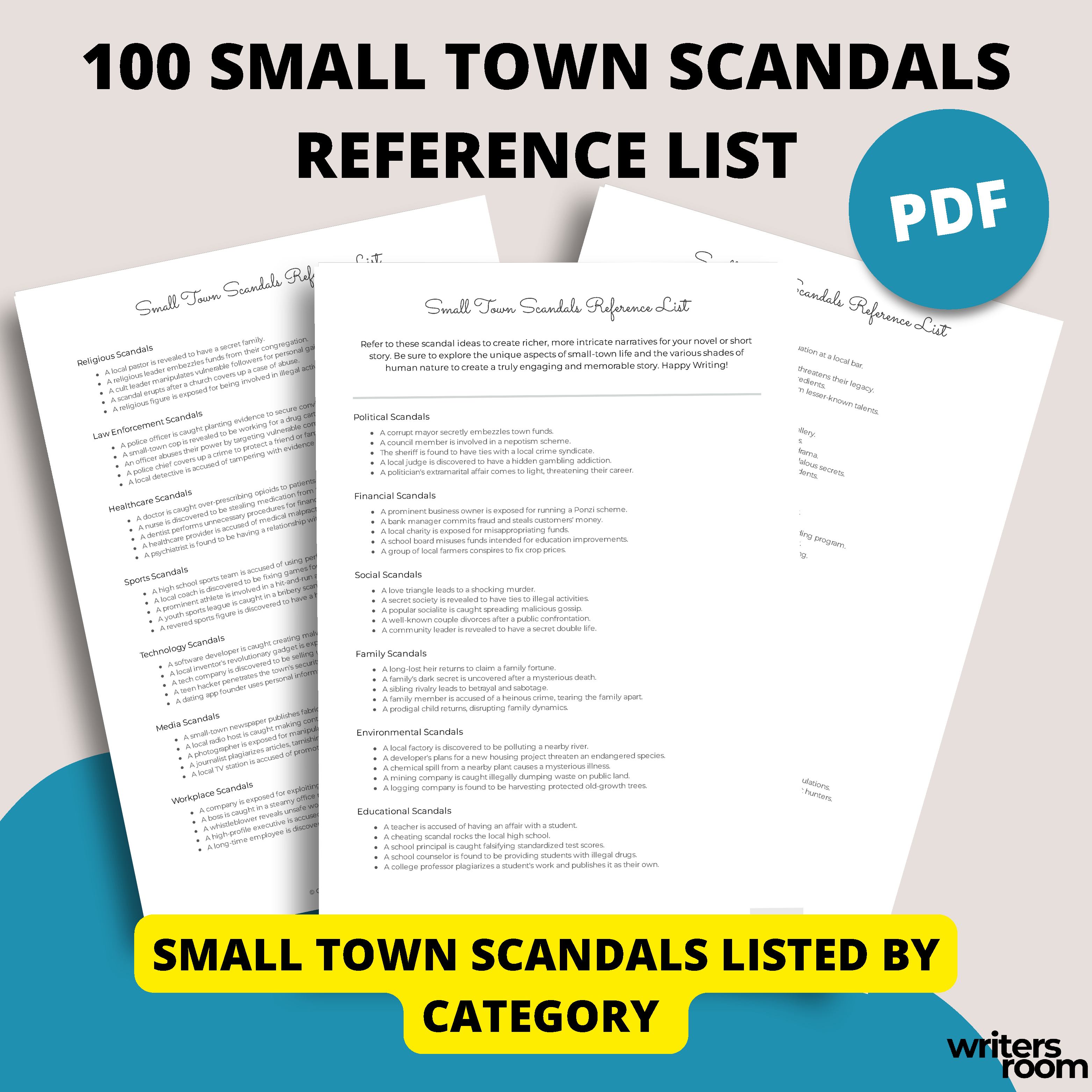 Small Town Scandals Reference List